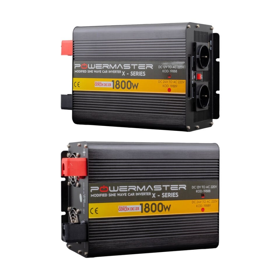 Powermaster 12 V Volt 1800 W Watt Modifiye Sinus İnverter İnvertör 12-220 V Çevirici Dönüştürücü Dijital Ekranlı