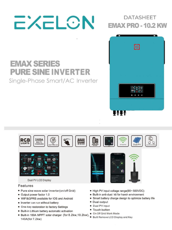 Exelon 48 V 10.2 kW MPPT Tam Sinüs Akıllı İnverter İnverter