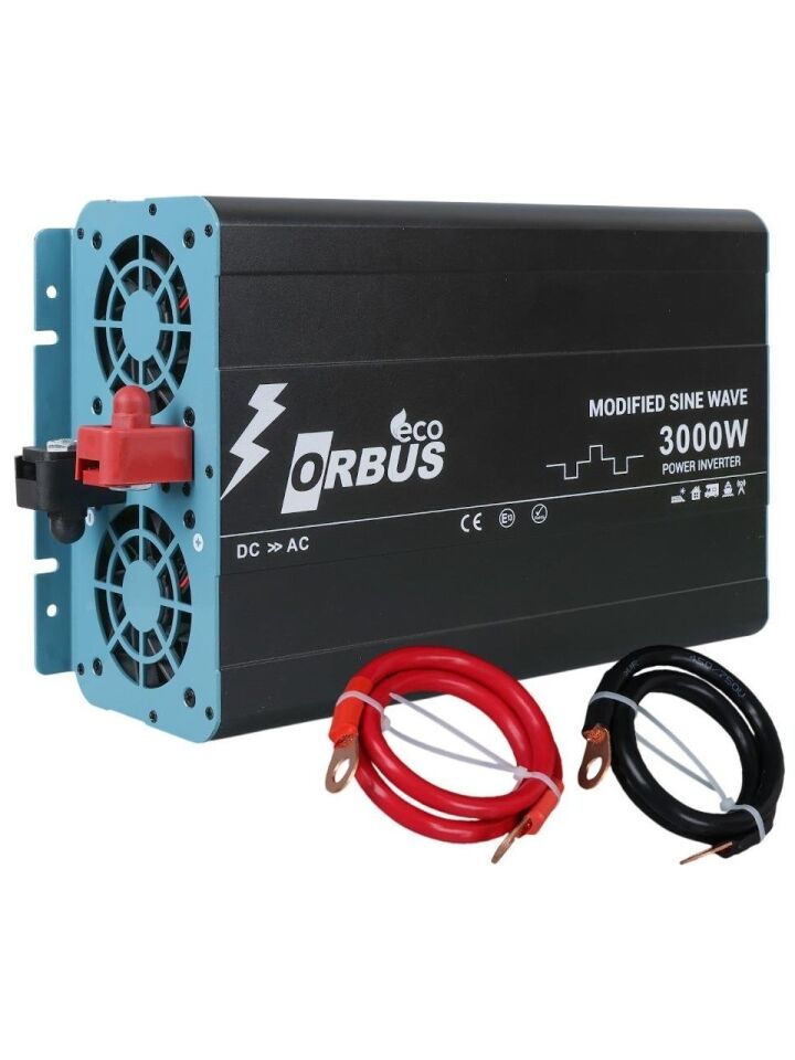 Orbus 12 V Volt 3000 W Watt 3 kW Modifiye Sınus İnverter DC-AC Çevirici İnvertör
