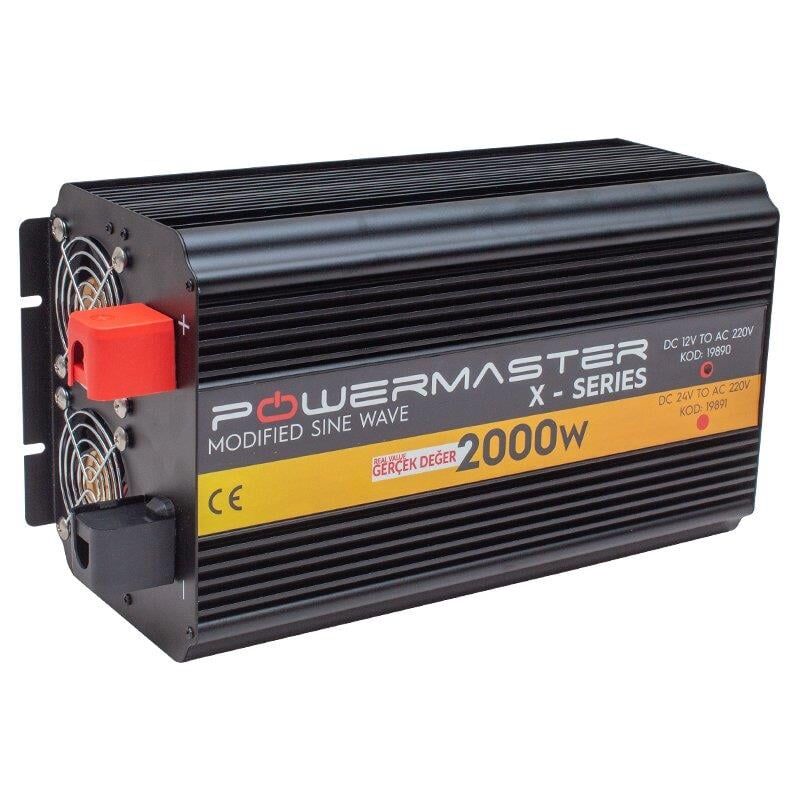 Powermaster 12 V Volt 2000 W Watt 2 kW Modifiye Sinüs İnverter Çevirici