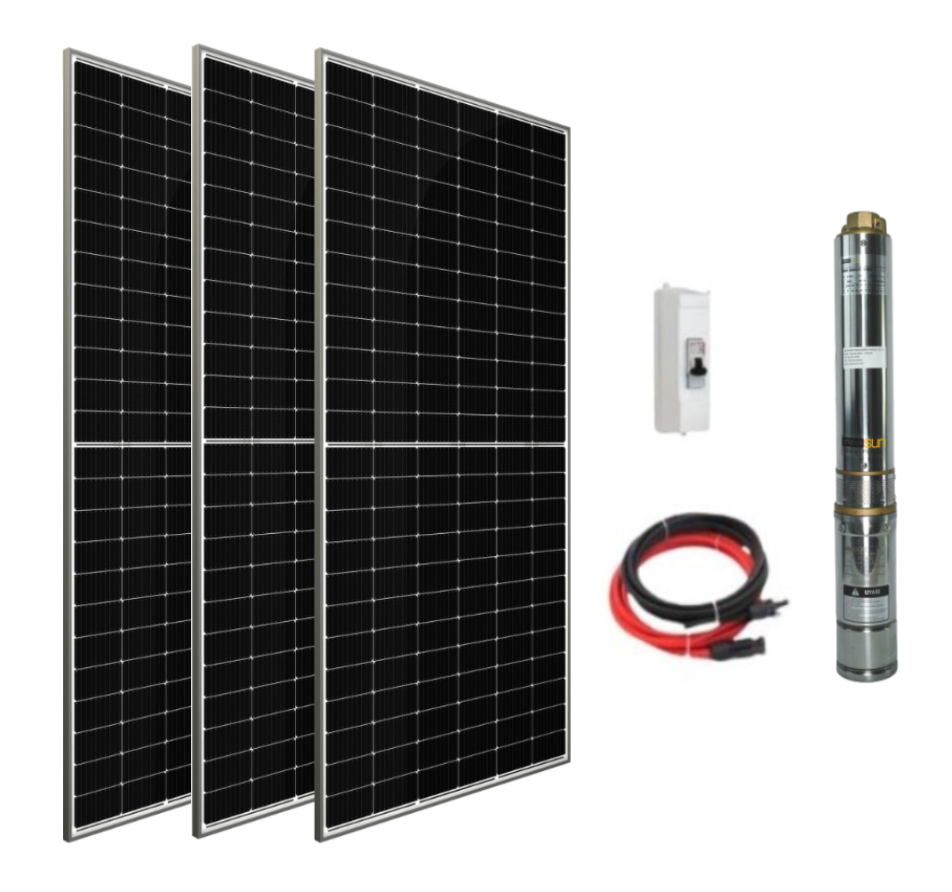 72 V Volt 1.5 HP 1.1 kW 1100 W Watt Dc Kademeli Dalgıç Solar Pompa 1365 Watt Güneş Paneli Solar Sulama Paket Sistem
