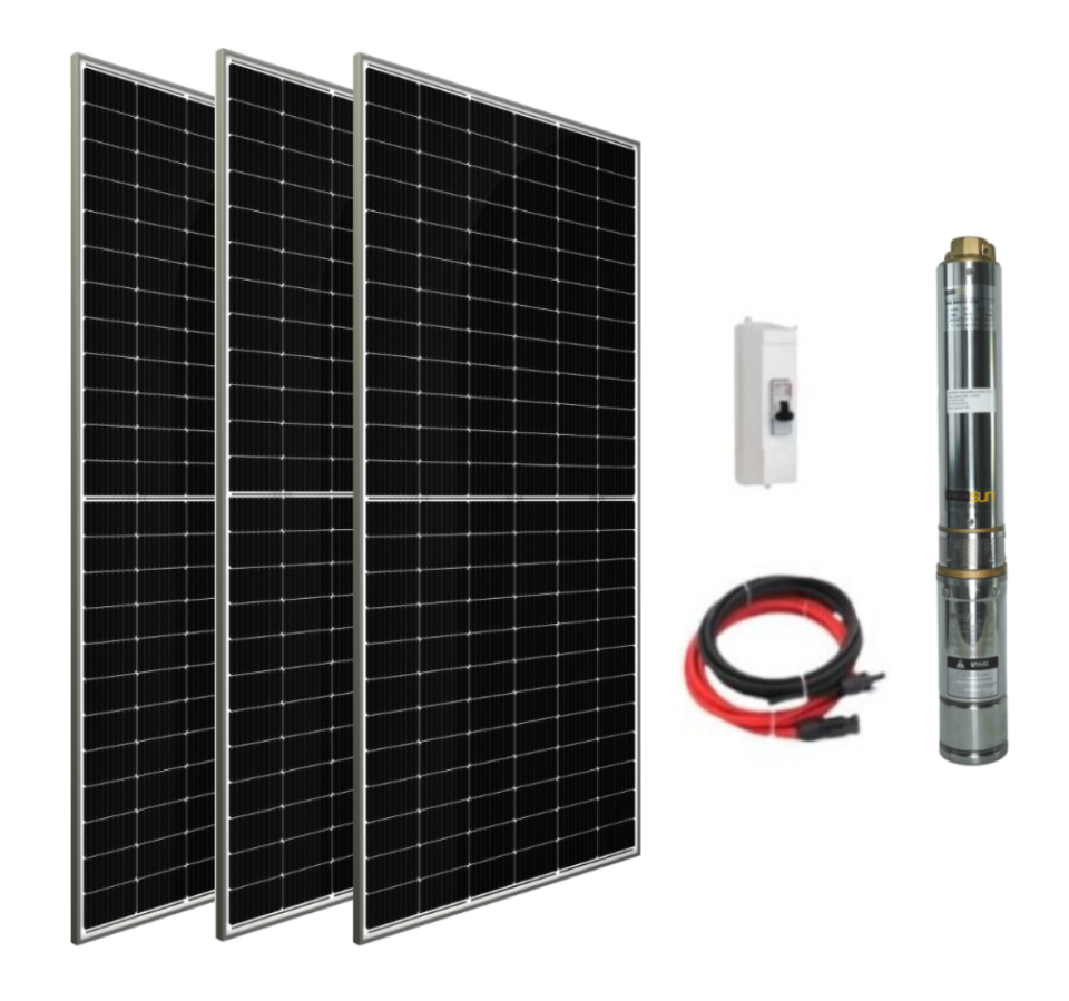 72 V Volt 1.5 HP 1.1 kW 1100 W Watt Dc Kademeli Dalgıç Solar Pompa 1365 Watt Güneş Paneli Solar Sulama Paket Sistem