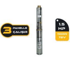 Mexxsun 72 V Volt DC Fırçasız 1.5 Hp 1100 W Watt 1.1 kW Kademeli Solar Dalgıç Su Pompası 6 Ton