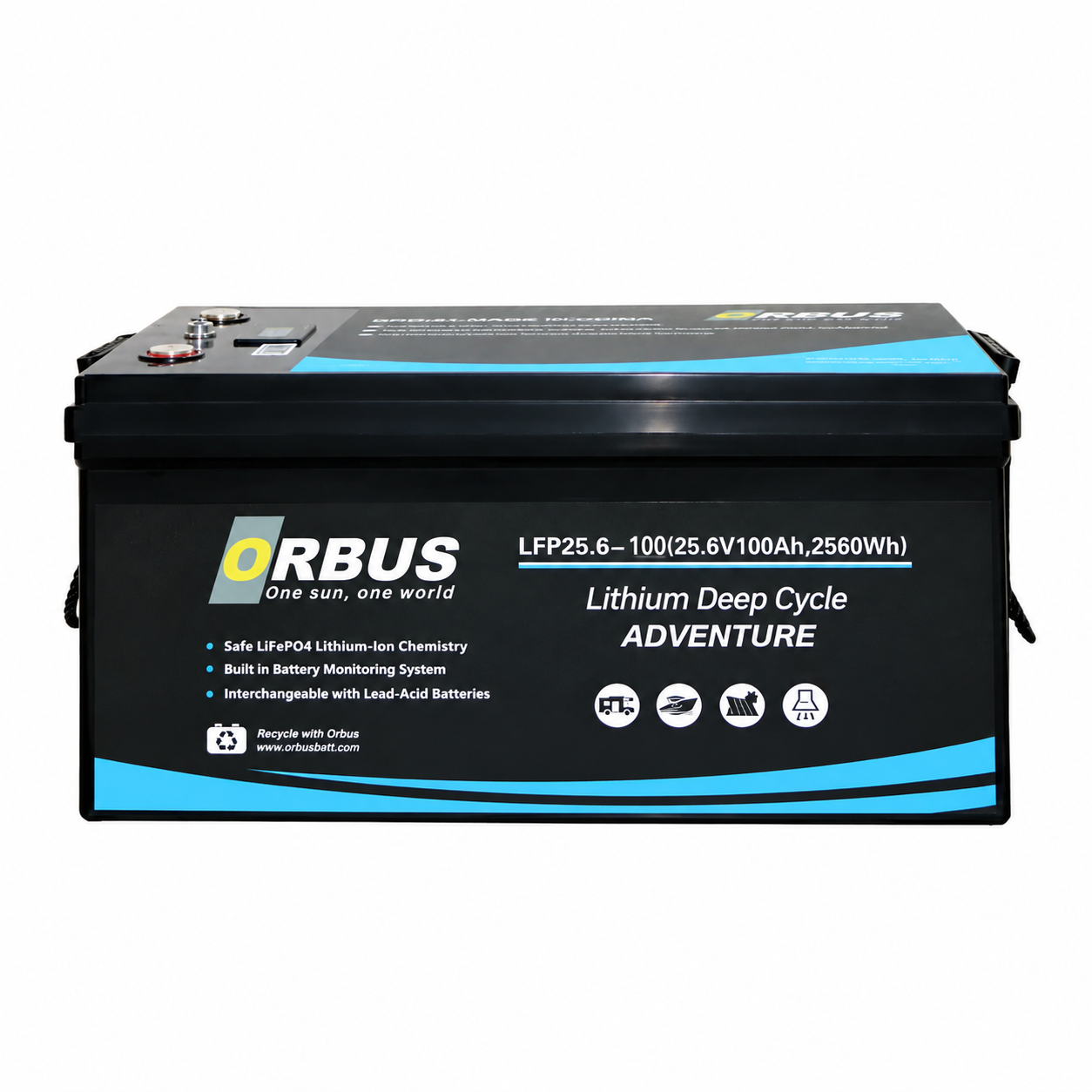 Orbus 25.6 V Volt 100 Ah Amper 2560Wh LiFePo4 Lityum Akü