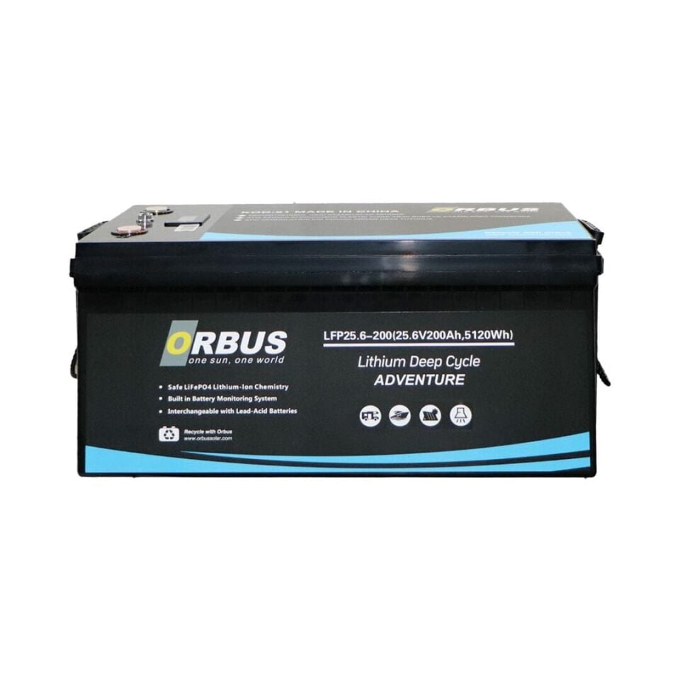 Orbus 25.6 V Volt 100 Ah Amper 2560Wh LiFePo4 Lityum Akü