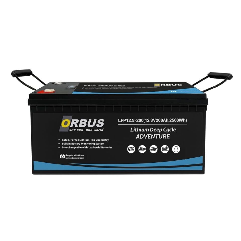 Orbus 12.8 V Volt 200 Ah Amper 2560 Wh Lityum Batarya LiFePO4 Lityum Akü