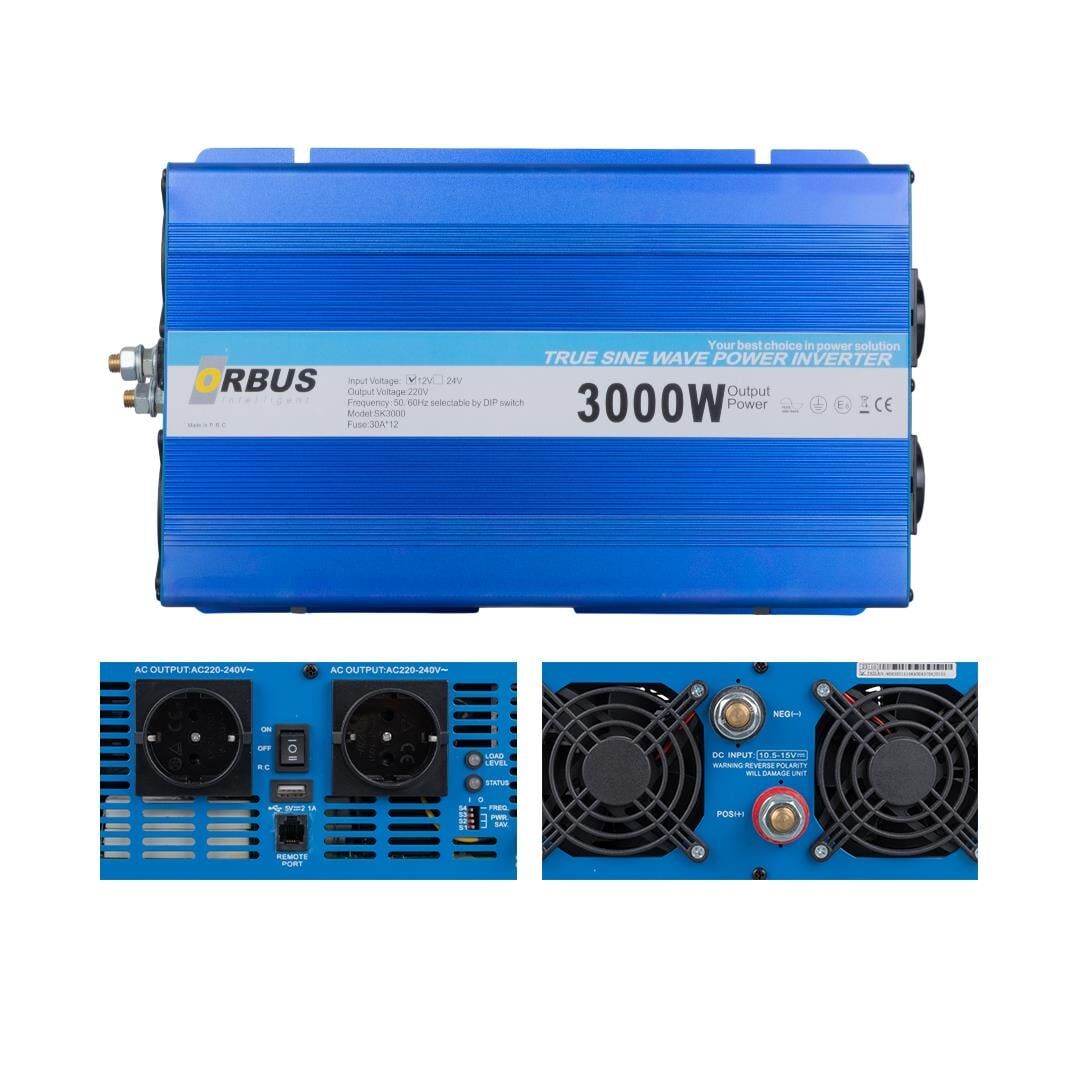 Orbus Eco İntelligent 12 V Volt 3000 W Watt Tam Sinüs İnverter