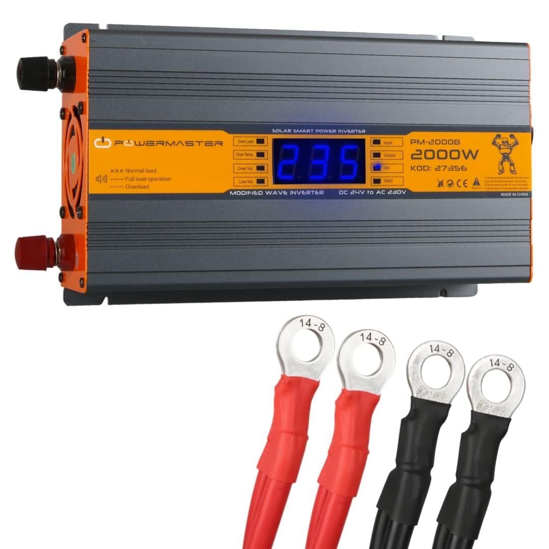 Powermaster 24 V Volt 2000 W Watt Modifiye Sinüs Dijital Ekranlı İnverter