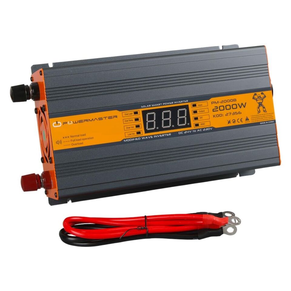 Powermaster 24 V Volt 2000 W Watt Modifiye Sinüs Dijital Ekranlı İnverter
