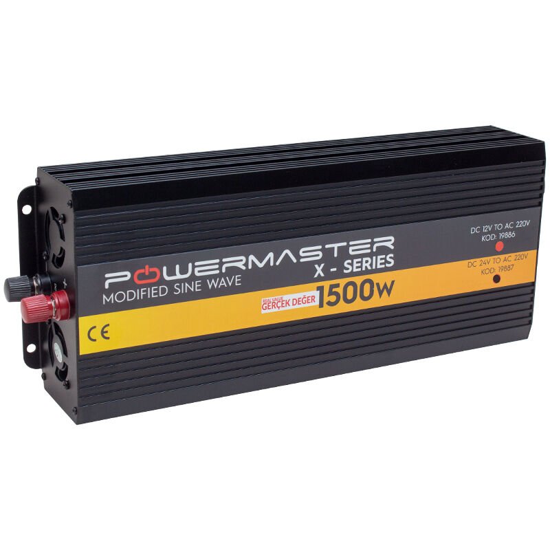 Powermaster 24 V Volt 1500 W Watt Modifiye Sinüs Dijital Ekranlı İnverter
