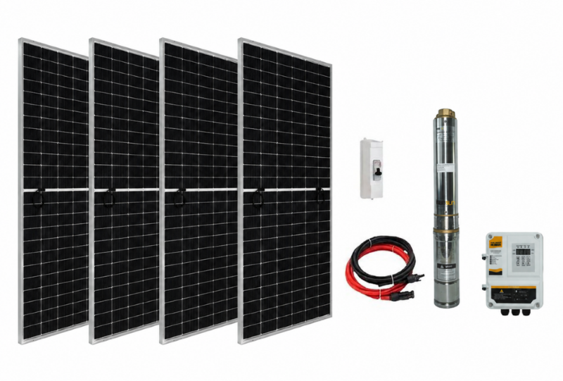Entech Enerji 110 V Volt 2 HP 1.5 kW 1500 W Watt Dc Kademeli Dalgıç Solar Pompa 2520 Watt Güneş Paneli Solar Sulama Paket Sistem