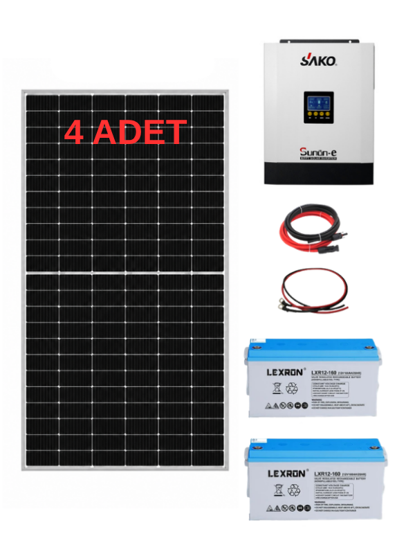 Bağ Bahçe Karavan için Jel Akülü Hazır Paket Solar Güneş Enerji Sistemi(Paket 1)