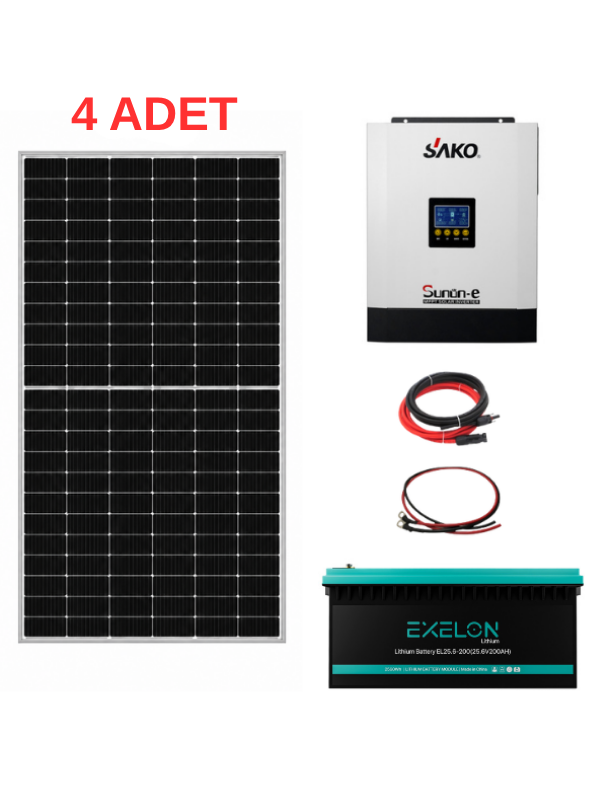 Bağ Bahçe Karavan için Lityum Akülü Hazır Paket Solar Güneş Enerji Sistemi (Paket 4)