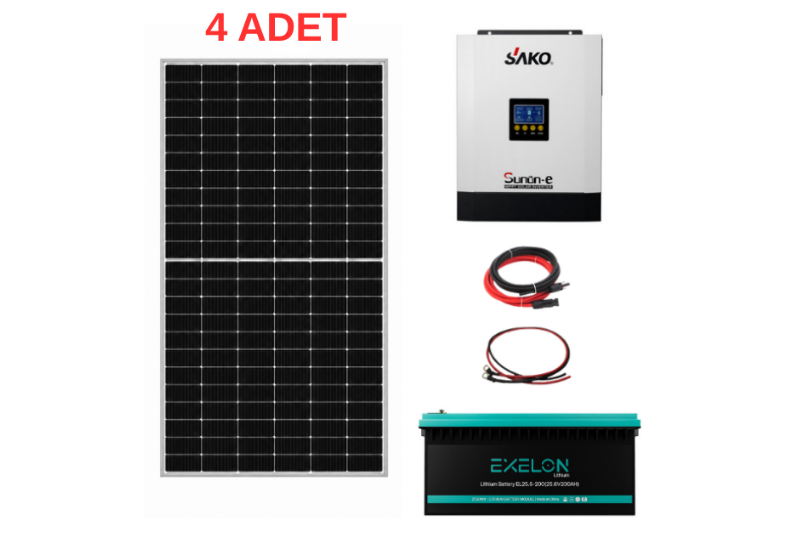 Bağ Bahçe Karavan için Lityum Akülü Hazır Paket Solar Güneş Enerji Sistemi (Paket 4)