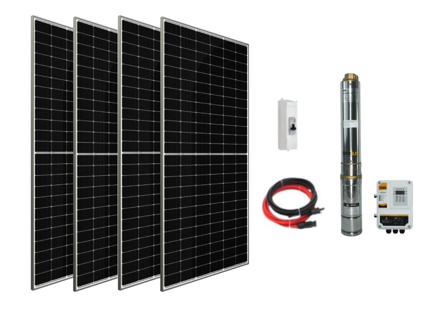 Entech Enerji 110 V Volt 1.6 HP 1.3 kW 1300 W Watt Dc Kademeli Dalgıç Solar Pompa 2200 Watt Güneş Paneli Solar Sulama Paket Sistem