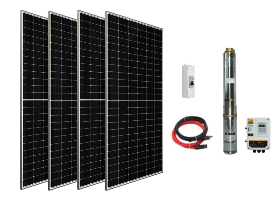 Entech Enerji 110 V Volt 1.6 HP 1.3 kW 1300 W Watt Dc Kademeli Dalgıç Solar Pompa 2200 Watt Güneş Paneli Solar Sulama Paket Sistem