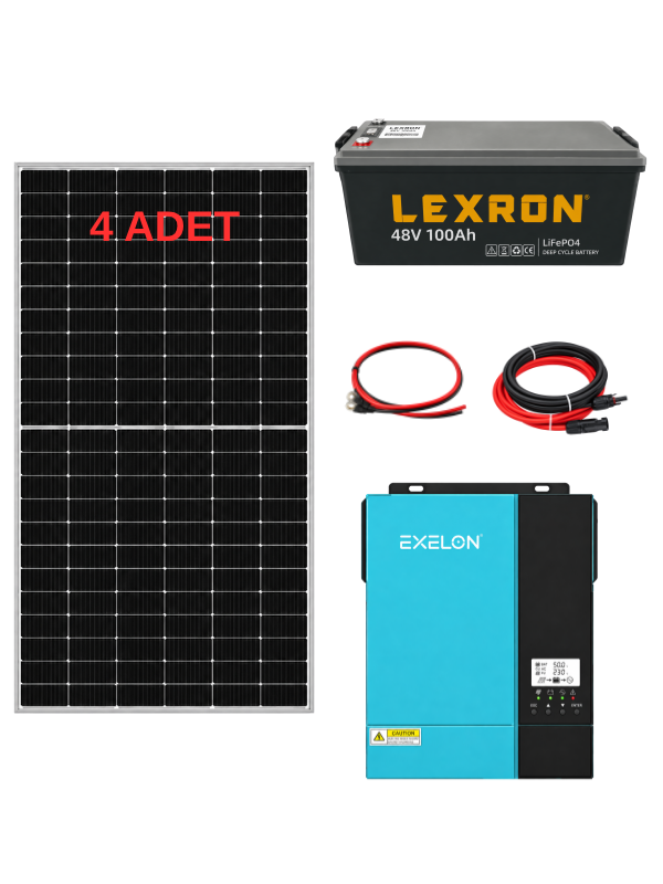 Bağ, Bahçe, Karavan için Lityum Akülü Hazır Paket Polar Güneş Enerji Sistemi( Paket 6)
