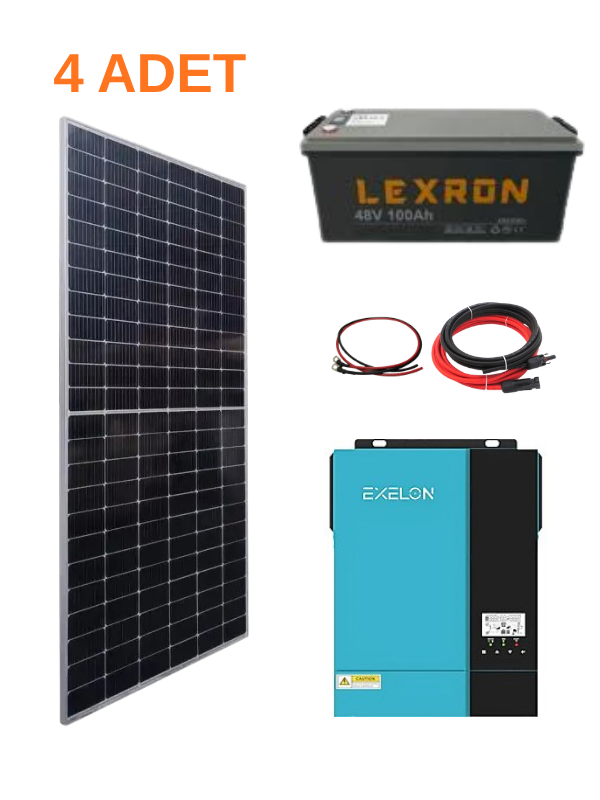 Bağ, Bahçe, Karavan için Lityum Akülü Hazır Paket Polar Güneş Enerji Sistemi( Paket 6)
