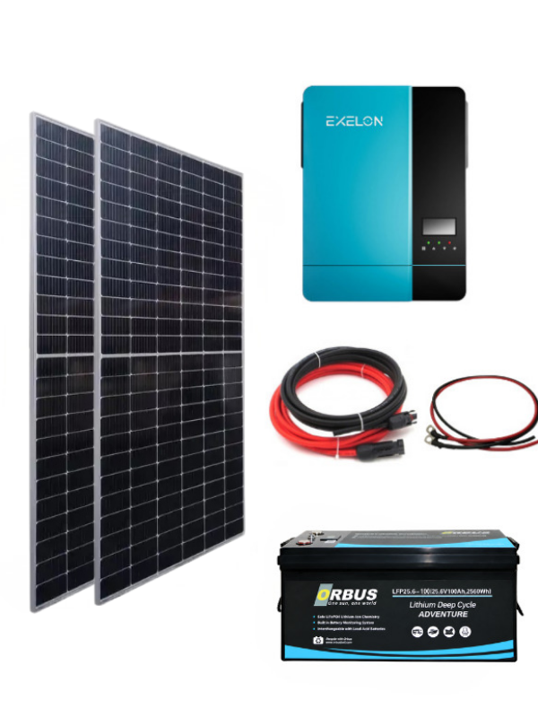 Bağ Bahçe Karavan için Jel Akülü Hazır Paket Solar Güneş Enerji Sistemi(Paket 9)
