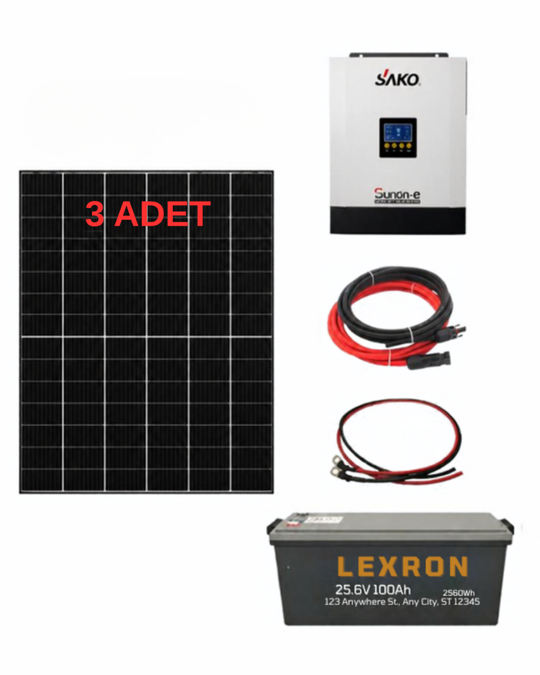 Bağ Bahçe Karavan için Lityum Akülü Hazır Paket Solar Güneş Enerji Sistemi(Paket 10)