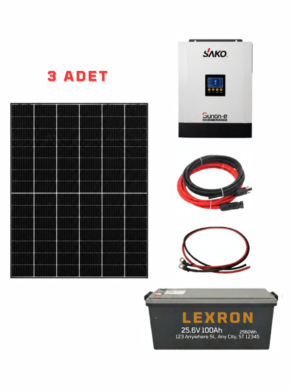 Bağ Bahçe Karavan için Lityum Akülü Hazır Paket Solar Güneş Enerji Sistemi(Paket 10)
