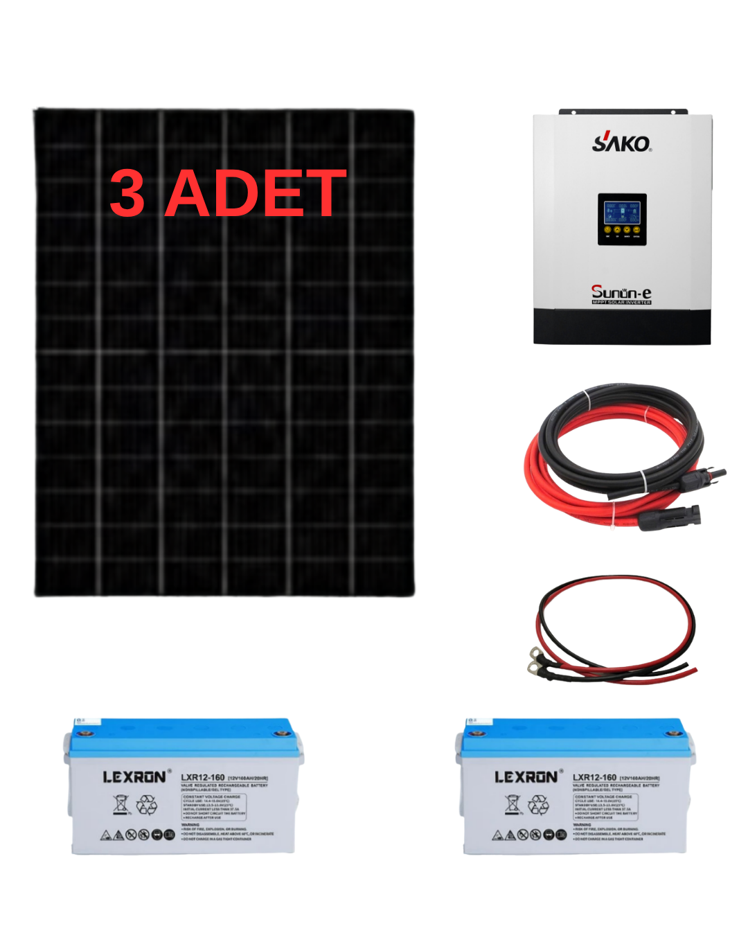 Bağ Bahçe Karavan için Jel Akülü Hazır Paket Solar Güneş Enerji Sistemi(Paket 2)