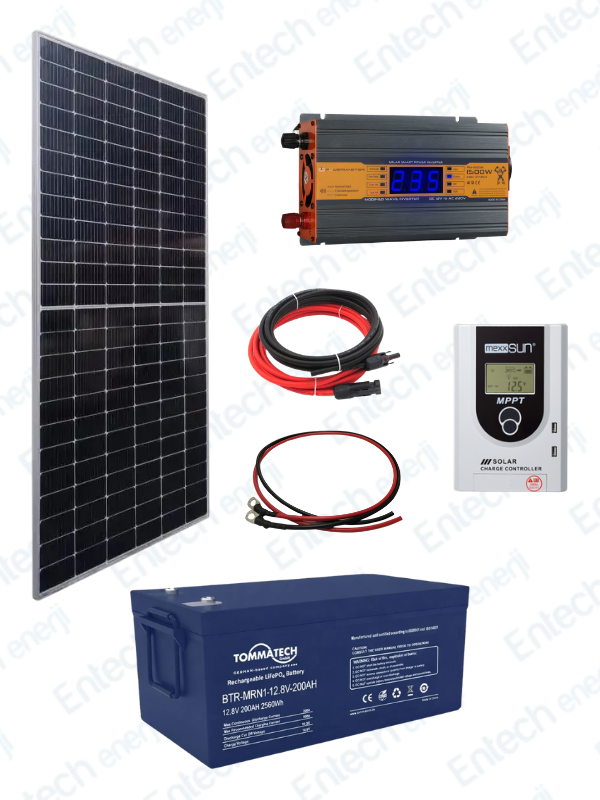 Bağ Bahçe Karavan için Lityum Akülü Hazır Paket Solar Güneş Enerji Sistemi (Paket 3)